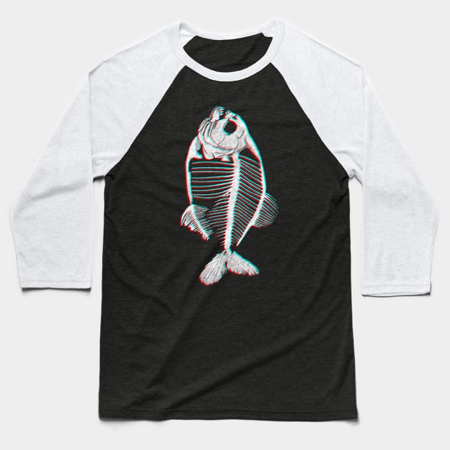 Memoria Amazonica - 3D Skeleton Piranha Baseball T-Shirt by GAz